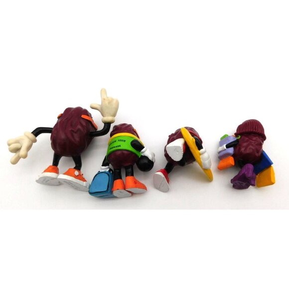 4 Vintage California Raisin Plastic Toy Figurines Lot 1980s Calrab Bowler Surfer - Picture 4 of 6